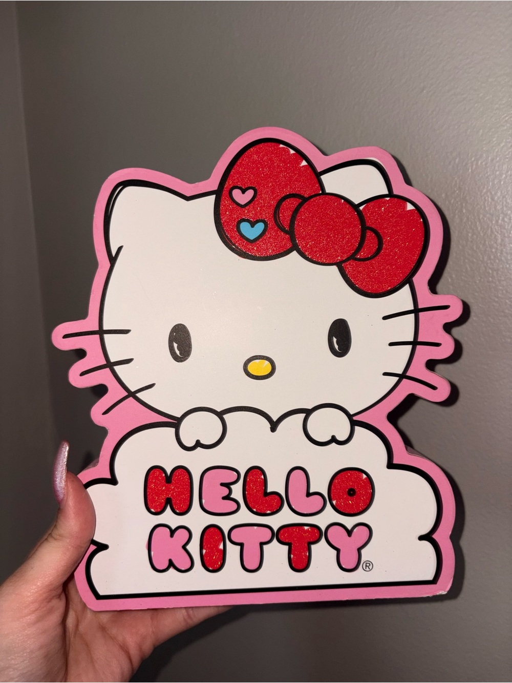 Sanrio Hello Kitty Pink, White & Red Wall Plaque